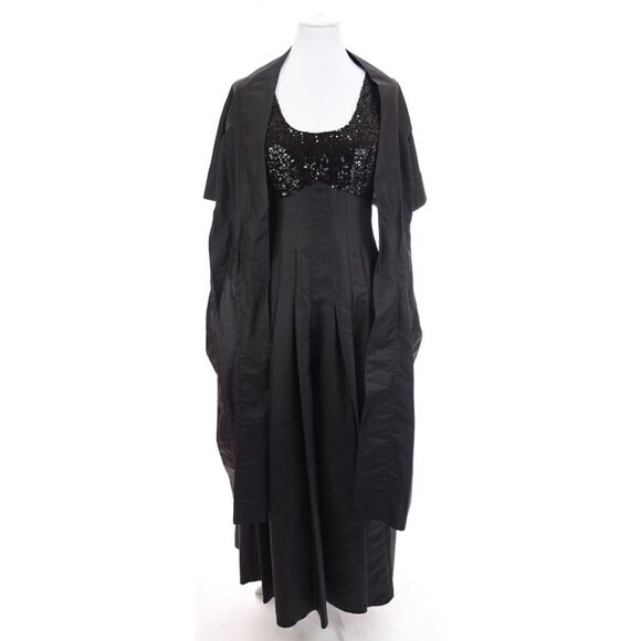 Calvin Klein Long Formal Black Sequin Pleated Ball Gown Dress Jacket Set Sz 6 - Picture 11 of 12